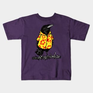 Hawaiian Shirted Crow Kids T-Shirt